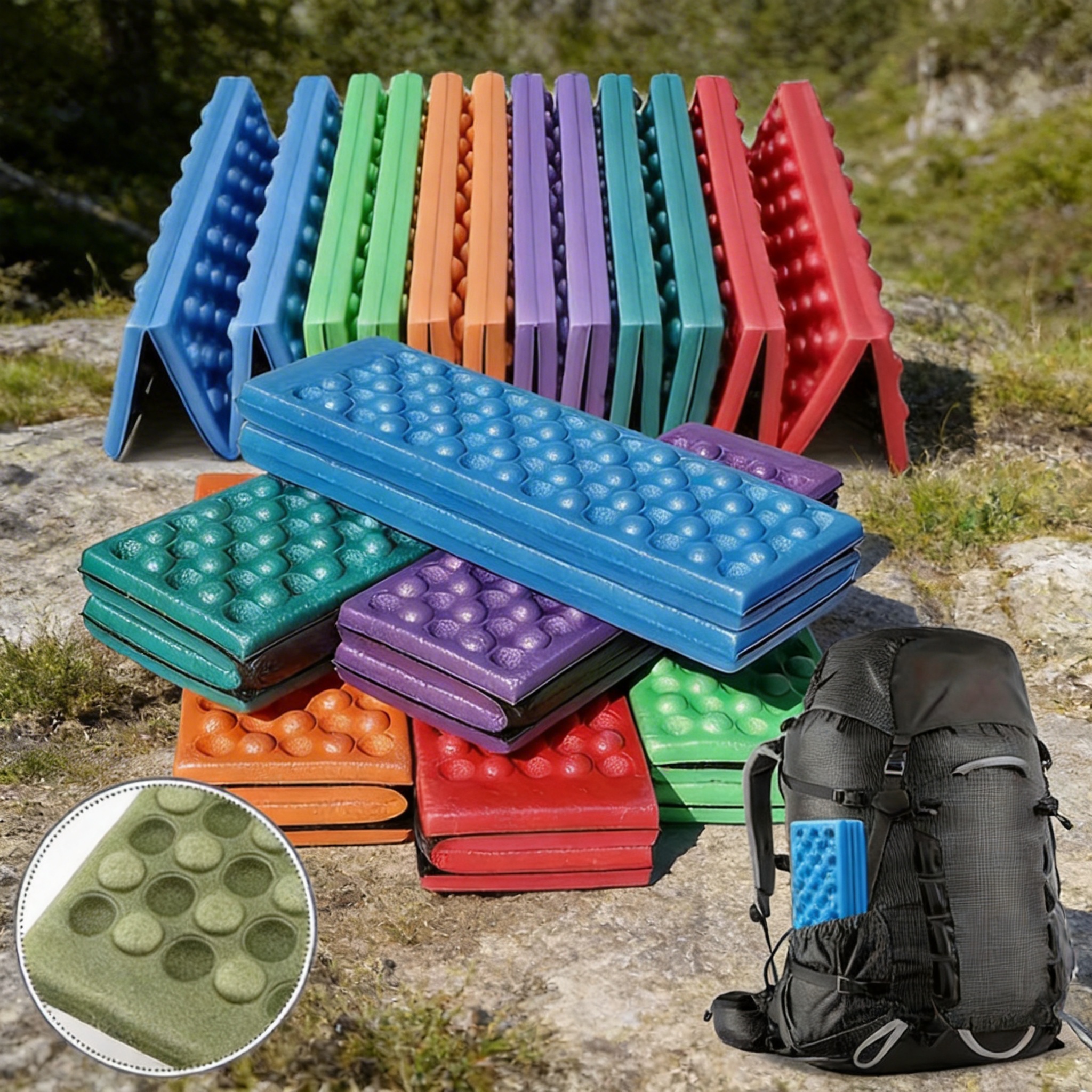 Outdoor Camping Rug - Honeycomb Massage Mat Fold XPE Cushion