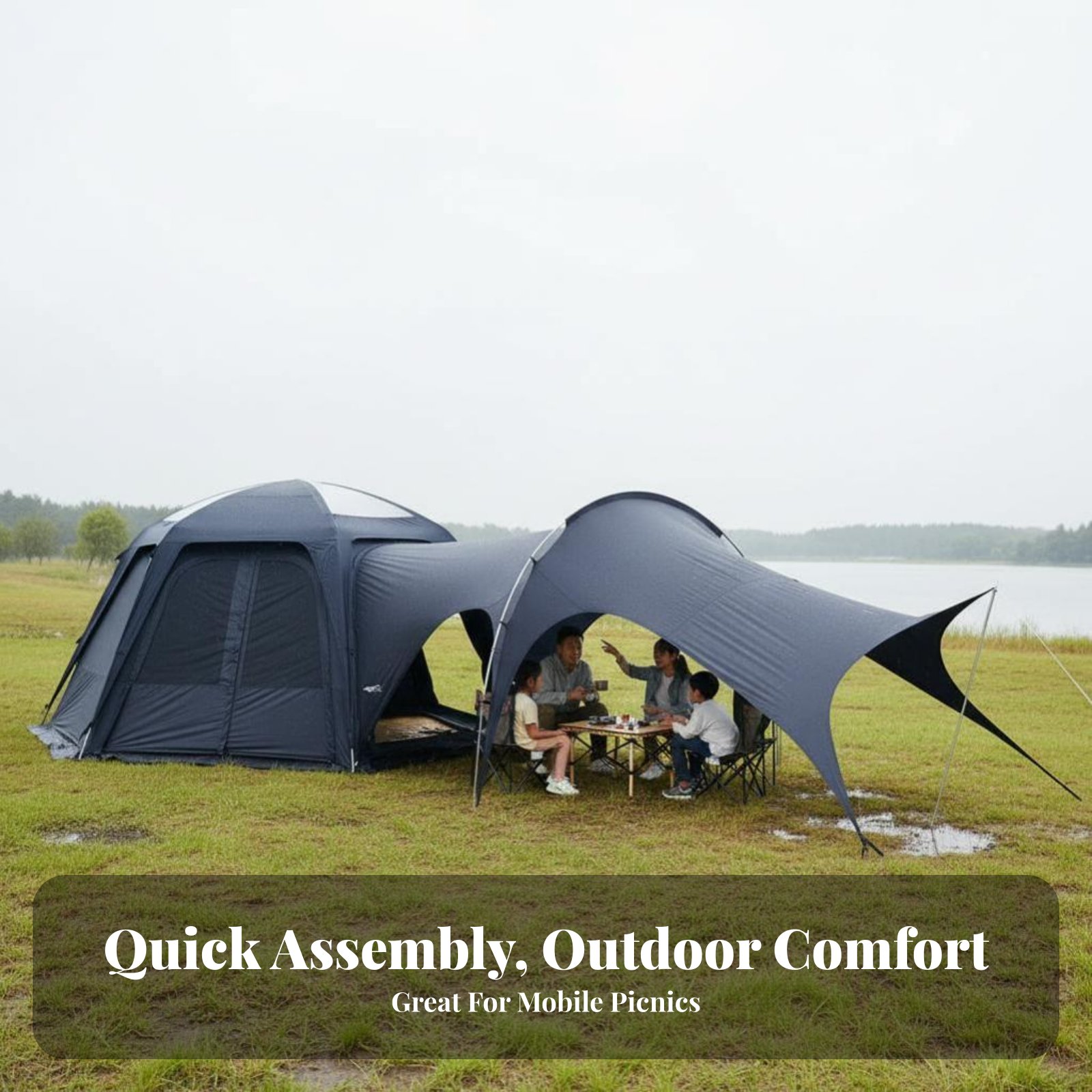 Outdoor Camping Car Tail Tent - Car Tail Awning Tent, UPF 50+