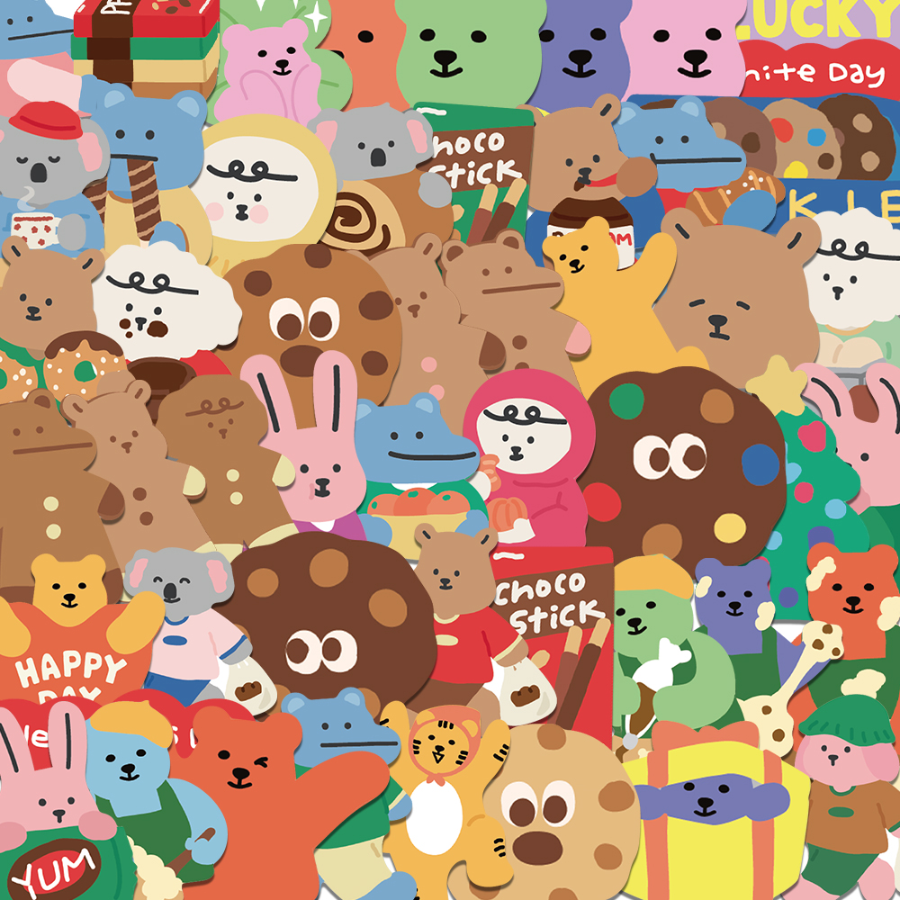 Bear Canister - 100/200pcs Cute Korean Bear Stickers Vinyl