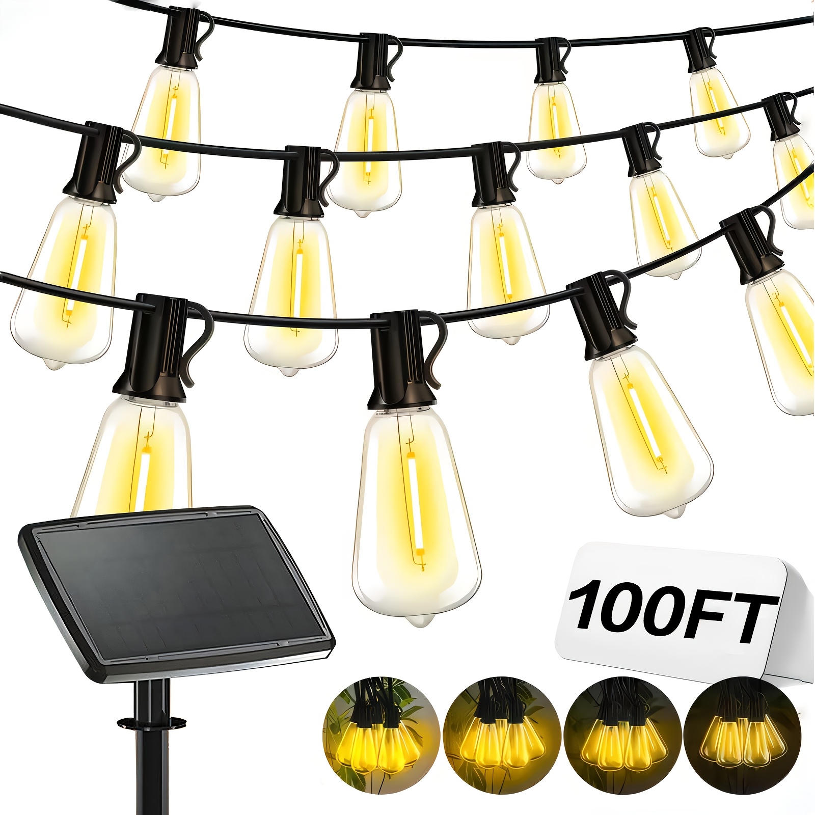 Outdoor Camping Tent - Solar Lights Outdoor, 100ft Patio Light