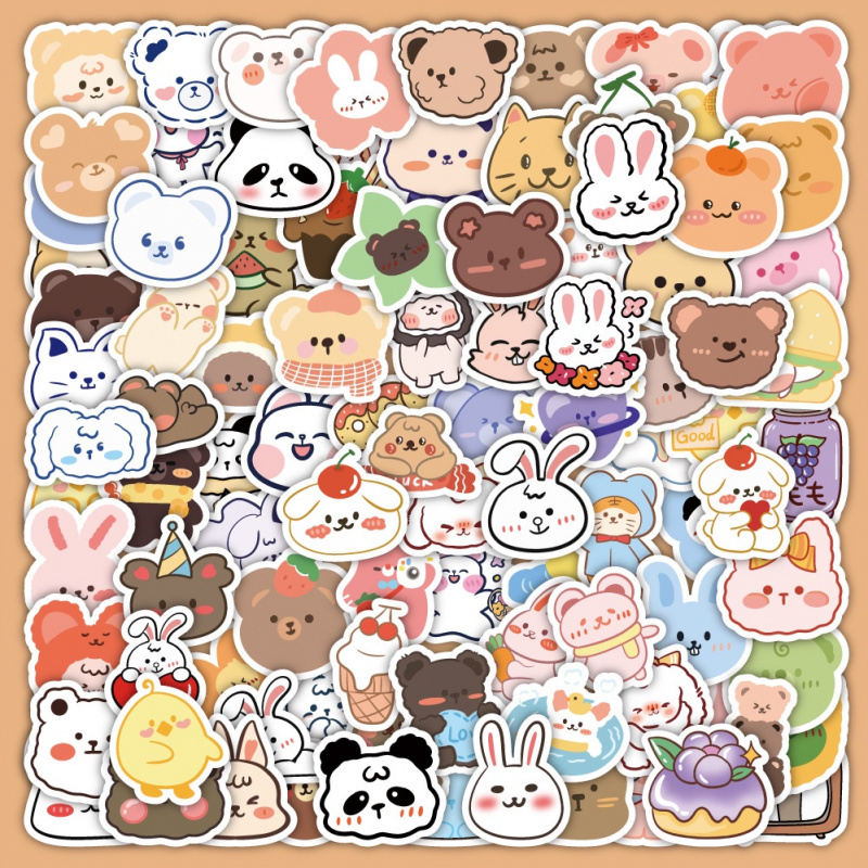 100pcs Cute  Bear Stickers Vin - Bear Canister บทวิจารณ์และราคา