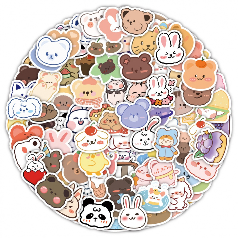 100pcs Cute  Bear Stickers Vin - Bear Canister บทวิจารณ์และราคา
