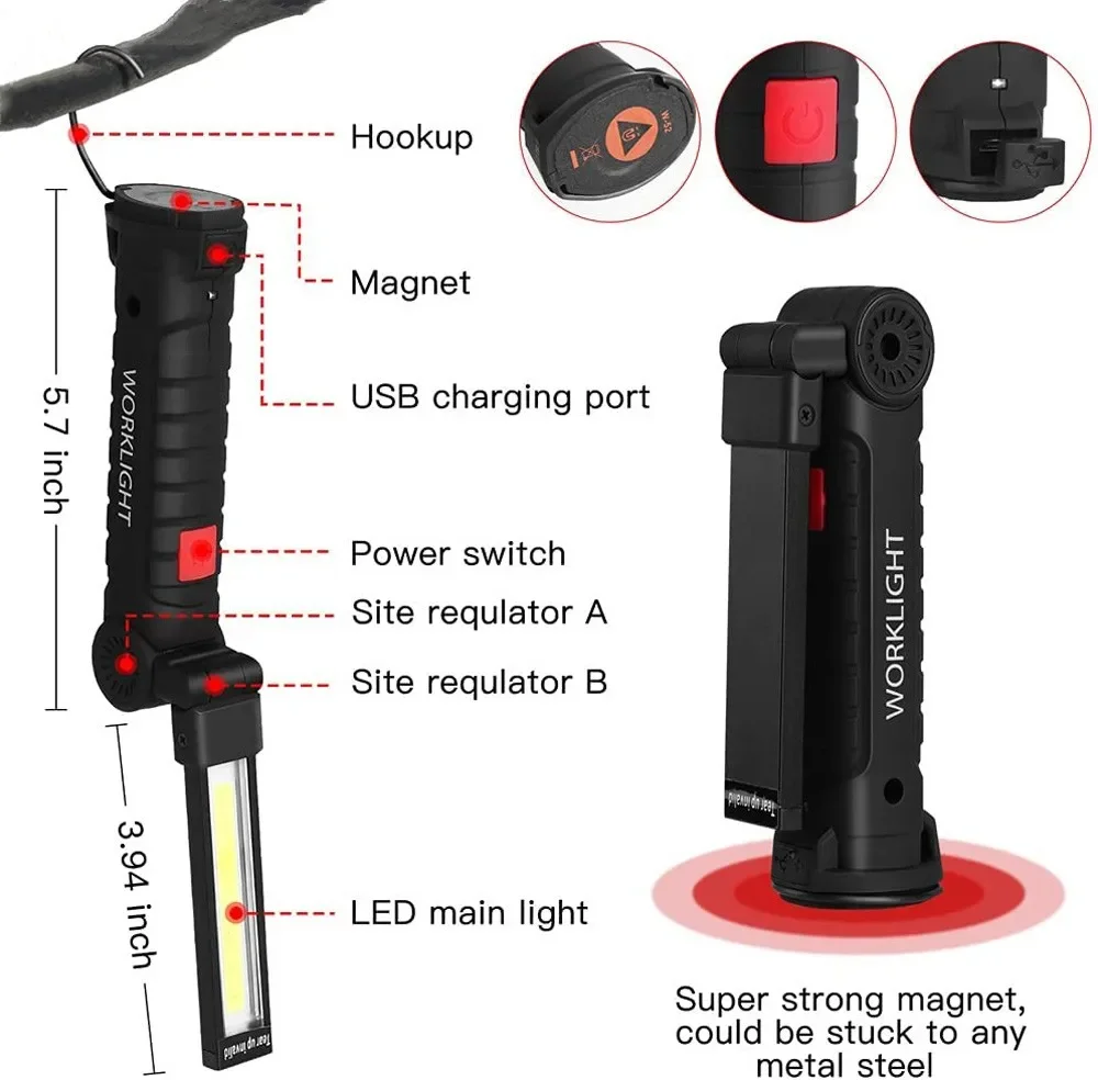 Portable COB LED Flashlight US - Outdoor Camping Light Portable บทวิจารณ์และราคา