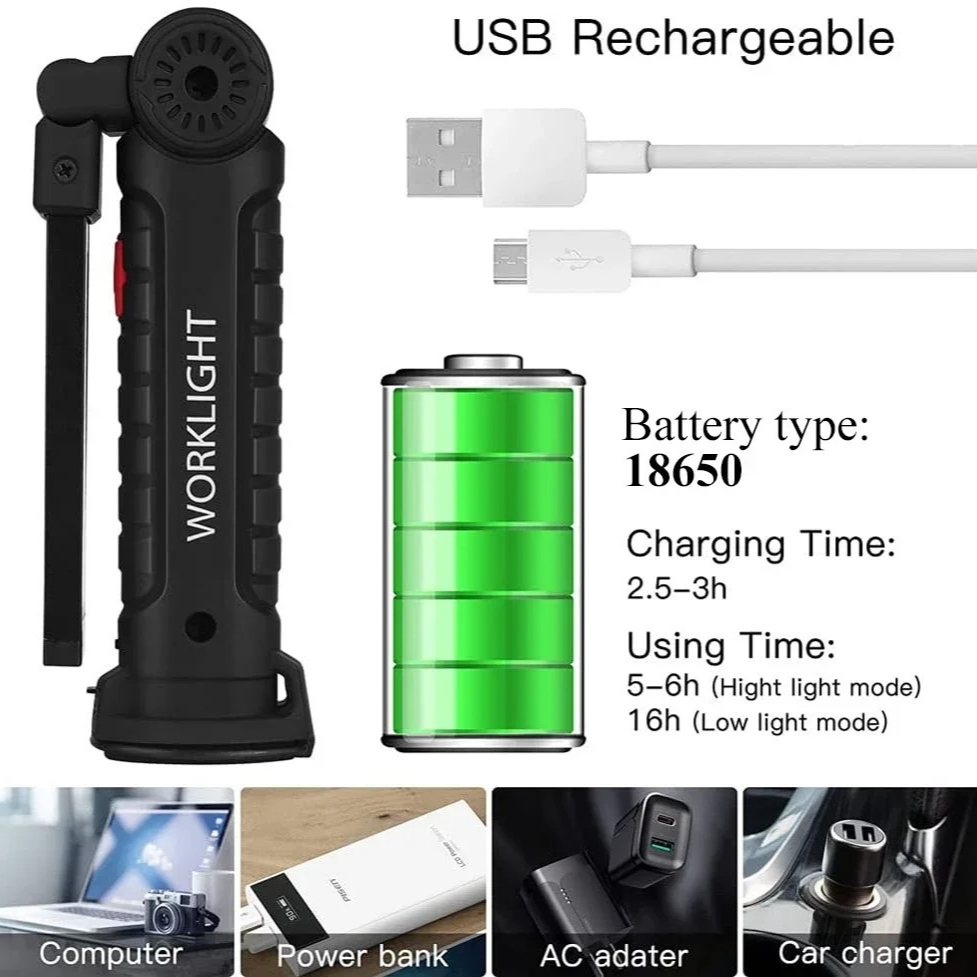 Portable COB LED Flashlight US - Outdoor Camping Light Portable บทวิจารณ์และราคา