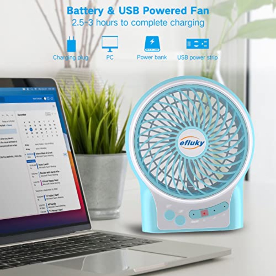 3-Speed Mini Desk Fan with LED - Camping Quiet บทวิจารณ์และราคา