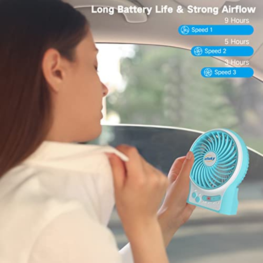 3-Speed Mini Desk Fan with LED - Camping Quiet บทวิจารณ์และราคา