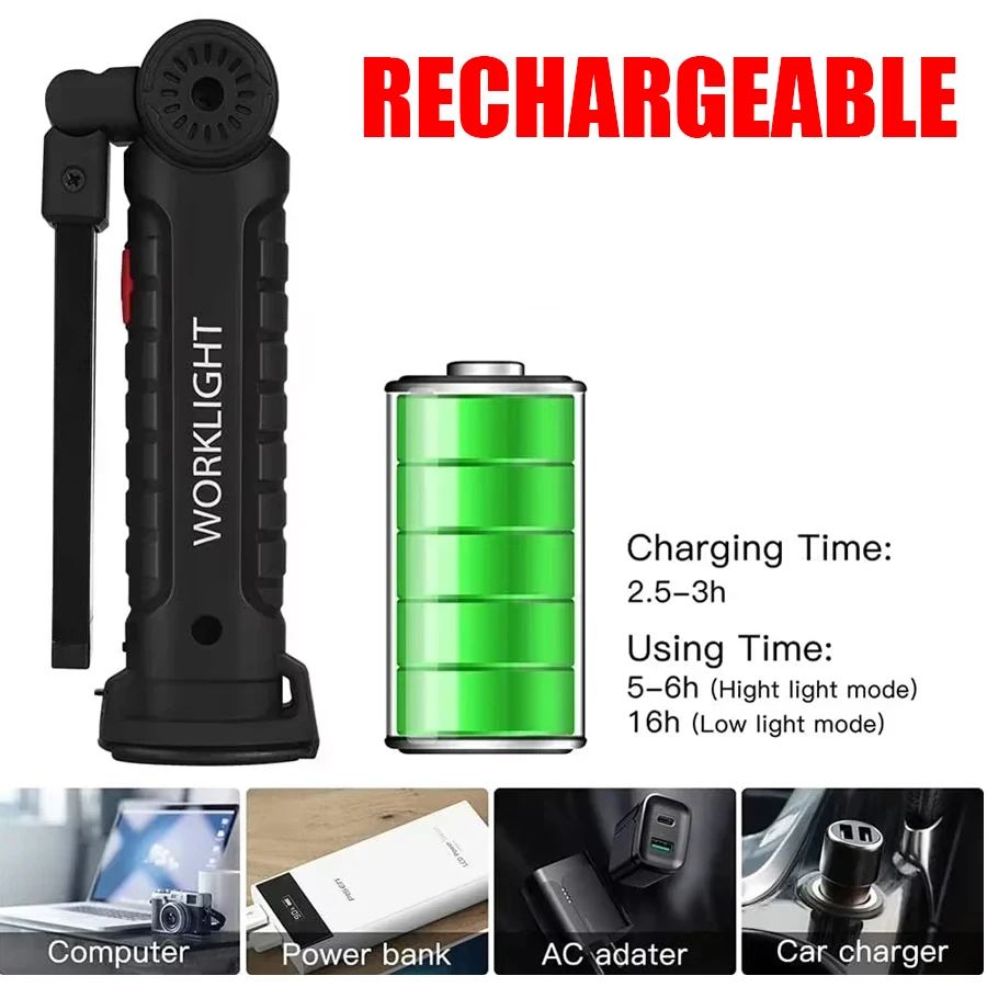 Rechargeable Magnetic Work Lig - Outdoor Camping Light Portable บทวิจารณ์และราคา