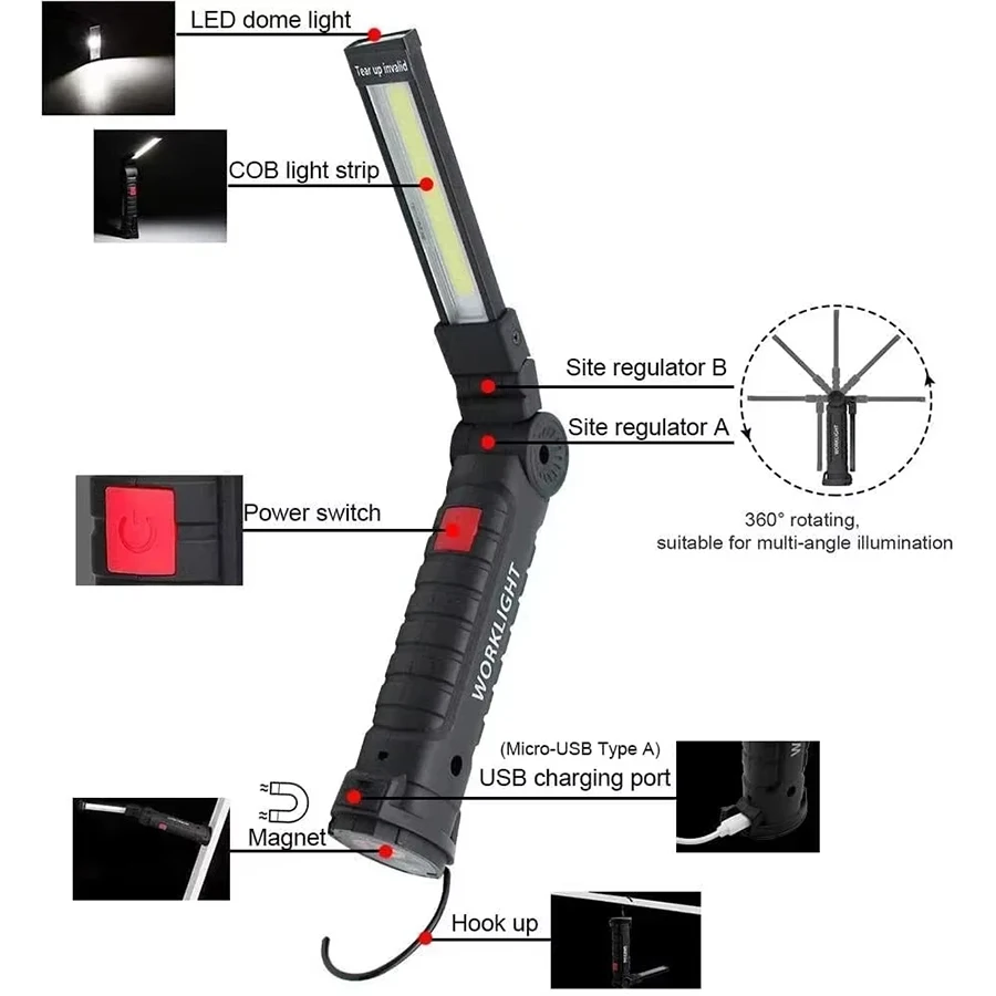 Rechargeable Magnetic Work Lig - Outdoor Camping Light Portable บทวิจารณ์และราคา