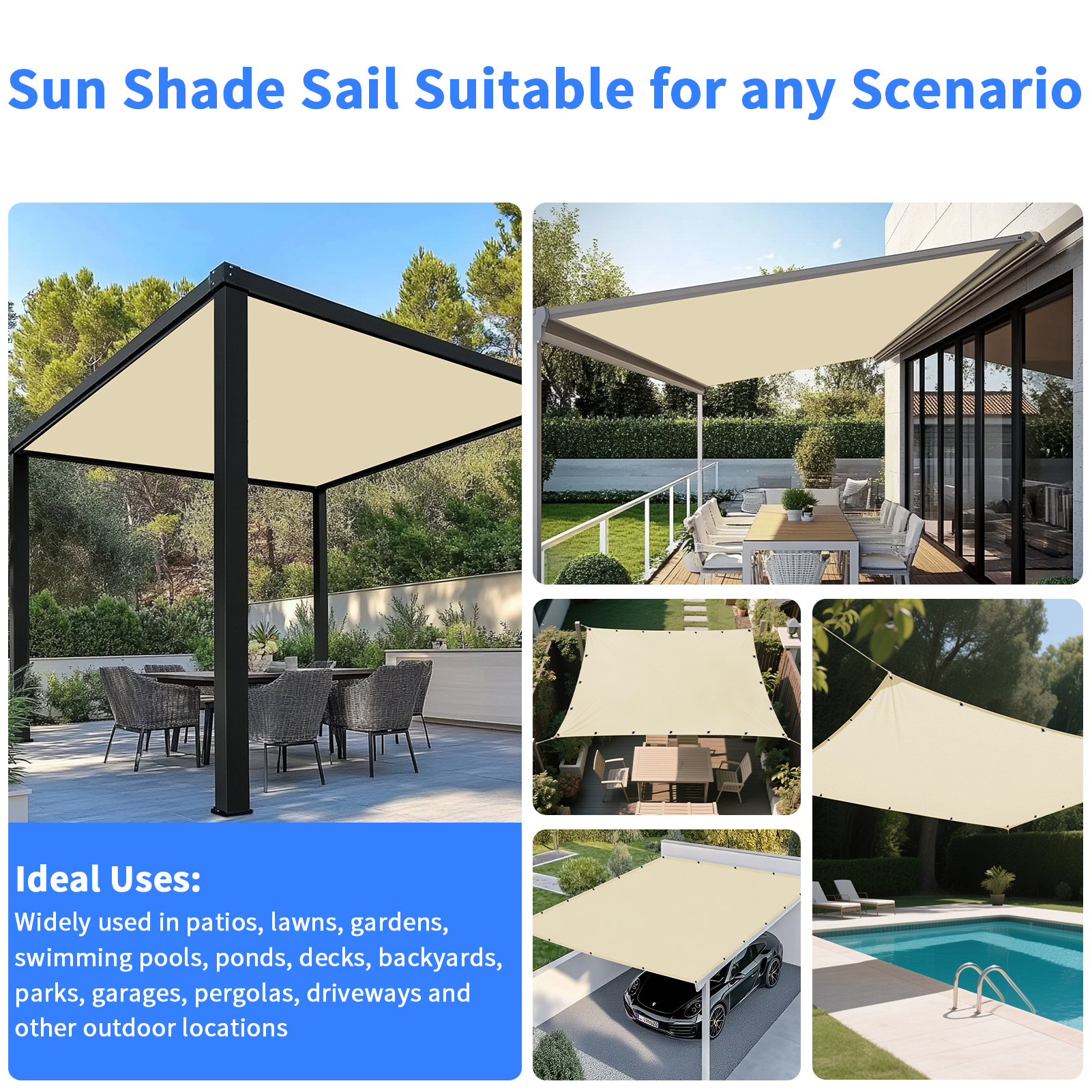 5x4m 4x3m 3x2m Garden Sun Shad - Outdoor Camping Awning บทวิจารณ์และราคา