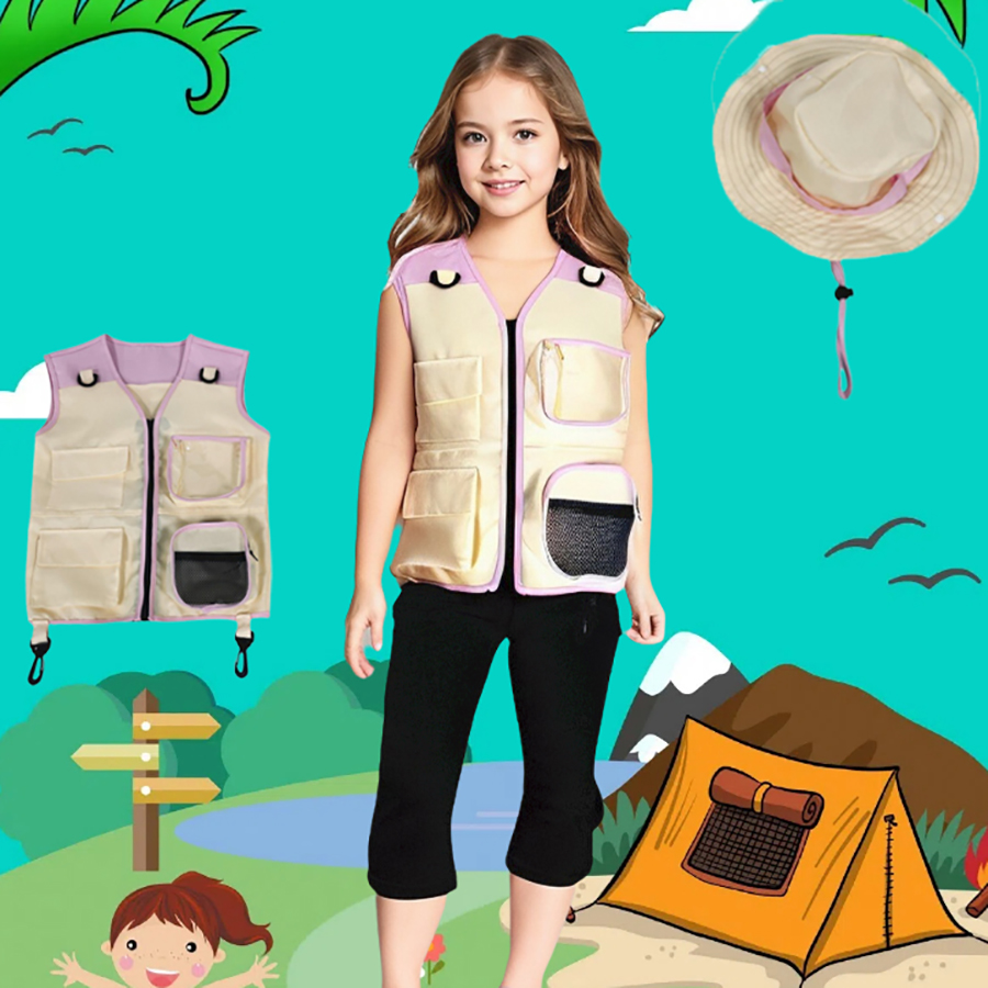 Children Explorer Vest Hat Sui - Outdoor Camping Kids Activities บทวิจารณ์และราคา