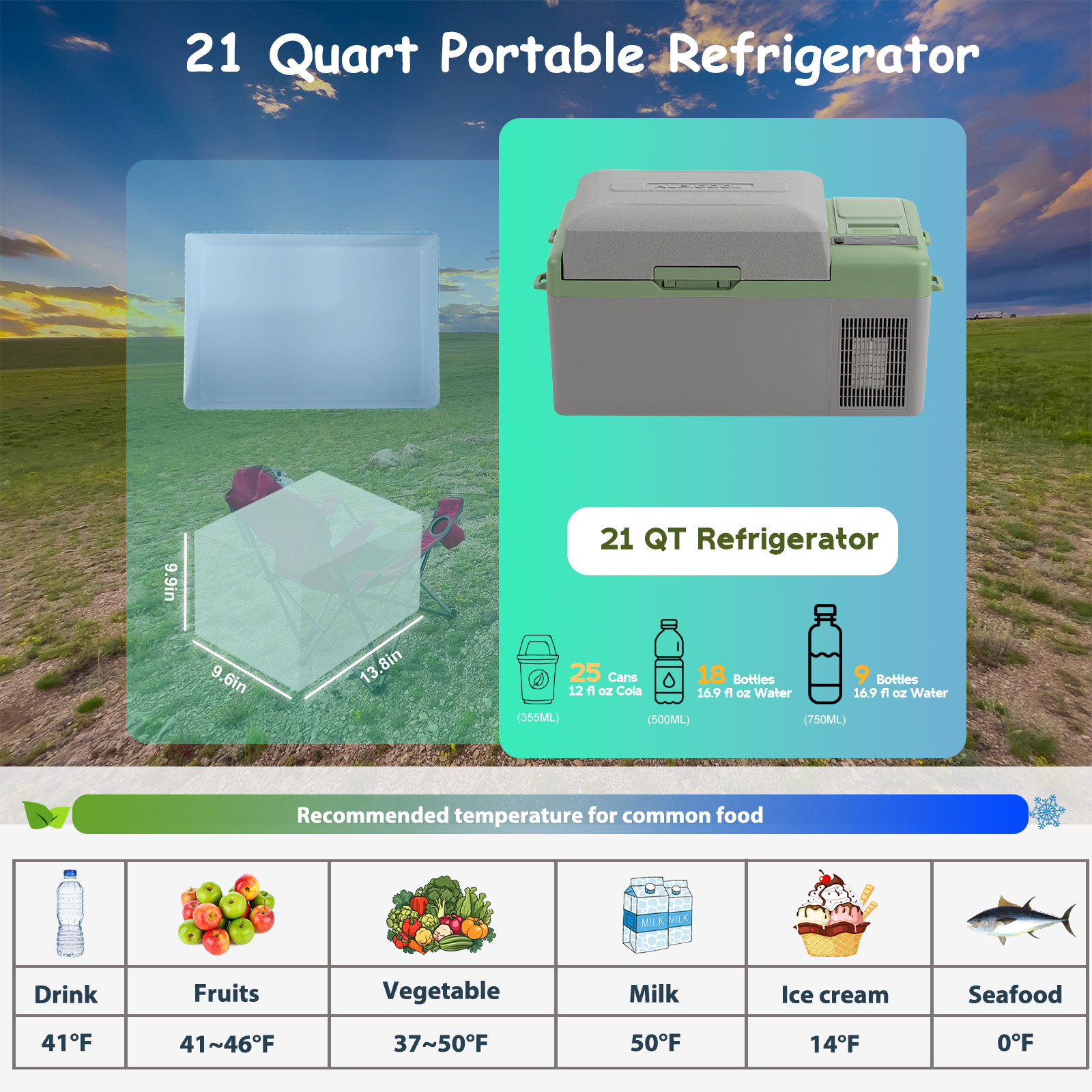 Alpicool Y19E Portable Fridge  - Outdoor Camping Fridge บทวิจารณ์และราคา