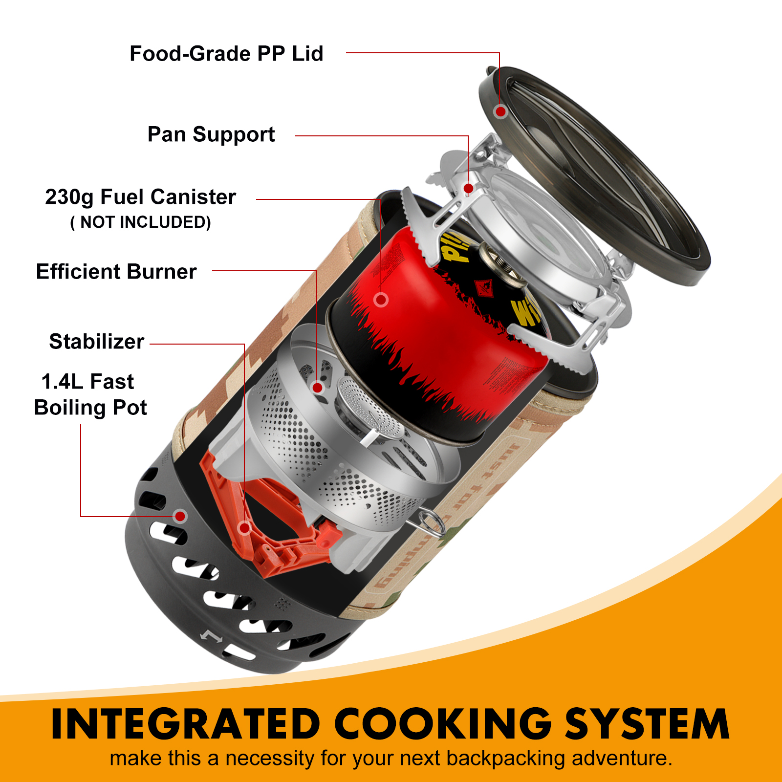 1.4L Portable Cooking System W - Outdoor Camping Gas Heater บทวิจารณ์และราคา