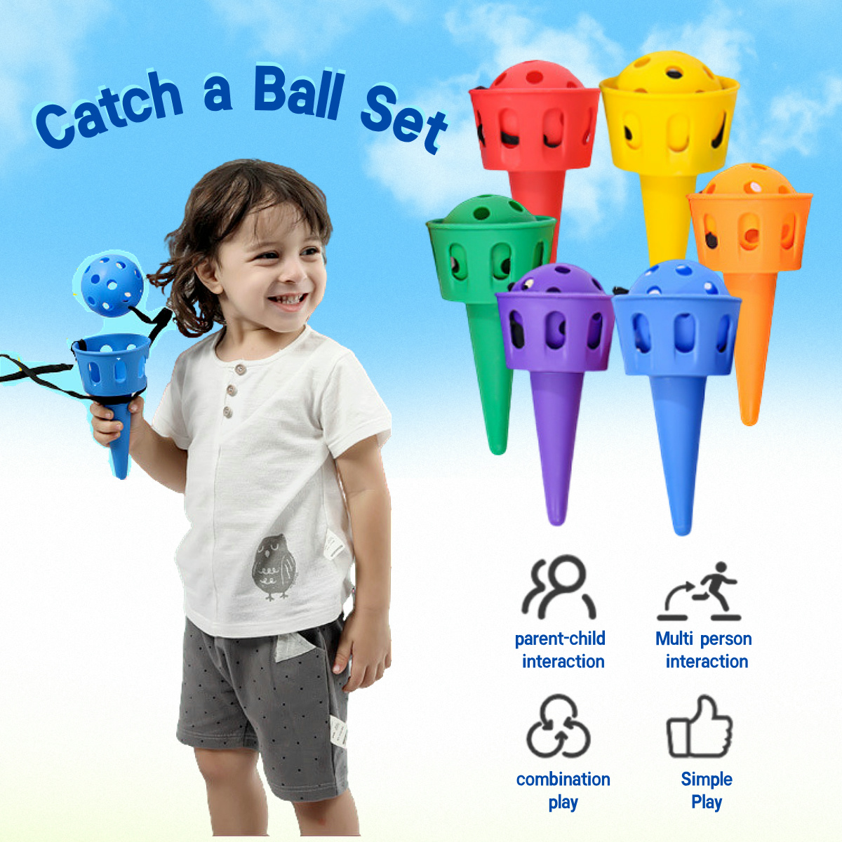 6pcs Catch a Ball Set,Champion - Outdoor Camping Kids Activities บทวิจารณ์และราคา