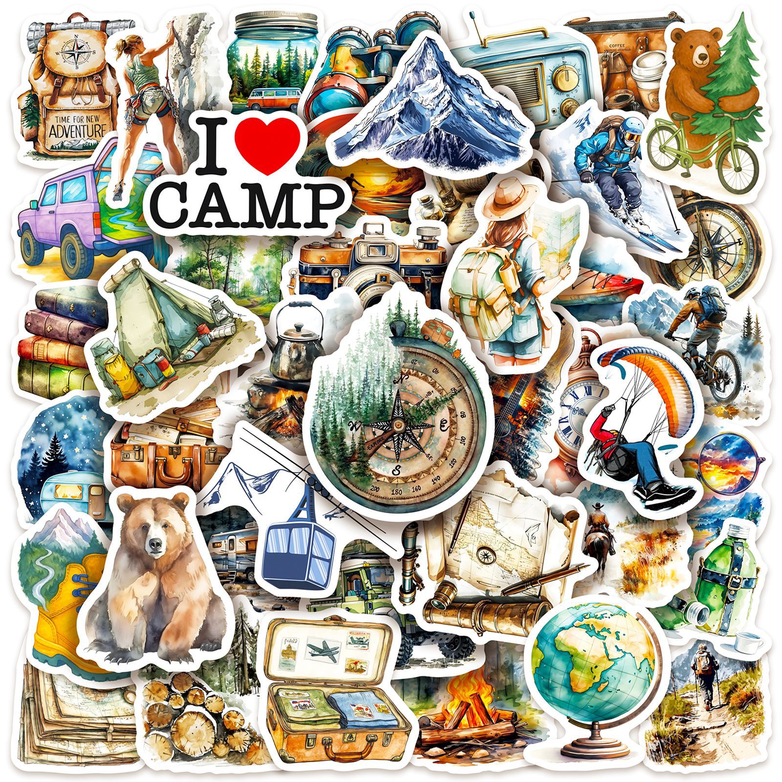 10/50PCS Travel Cartoon Sticke - Outdoor Camping Kids Activities บทวิจารณ์และราคา