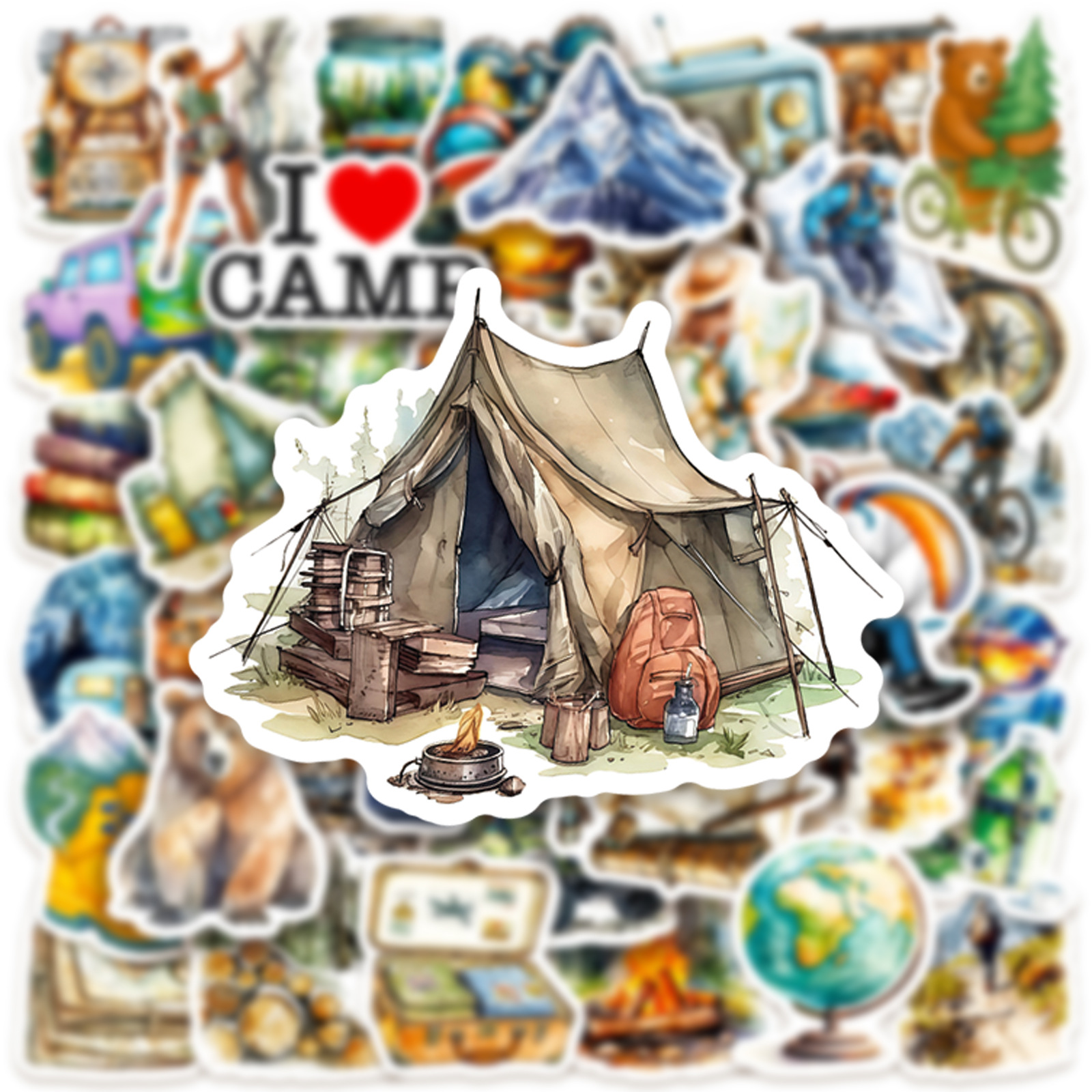 10/50PCS Travel Cartoon Sticke - Outdoor Camping Kids Activities บทวิจารณ์และราคา