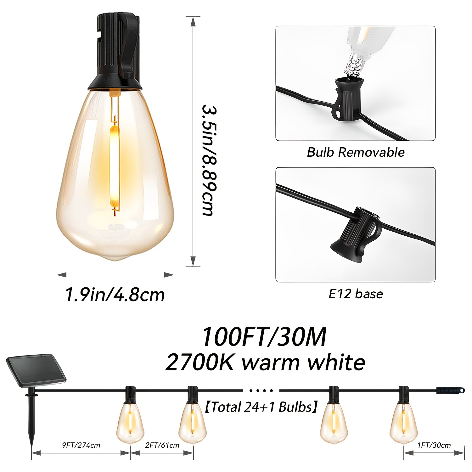 Solar Lights Outdoor, 100ft Pa - Outdoor Camping Tent บทวิจารณ์และราคา