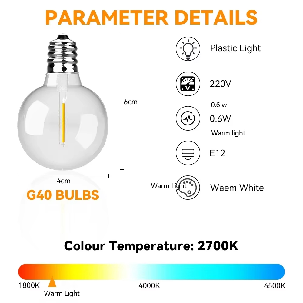 30M 15M Fairy String Light G40 - Outdoor Camping Lights String บทวิจารณ์และราคา
