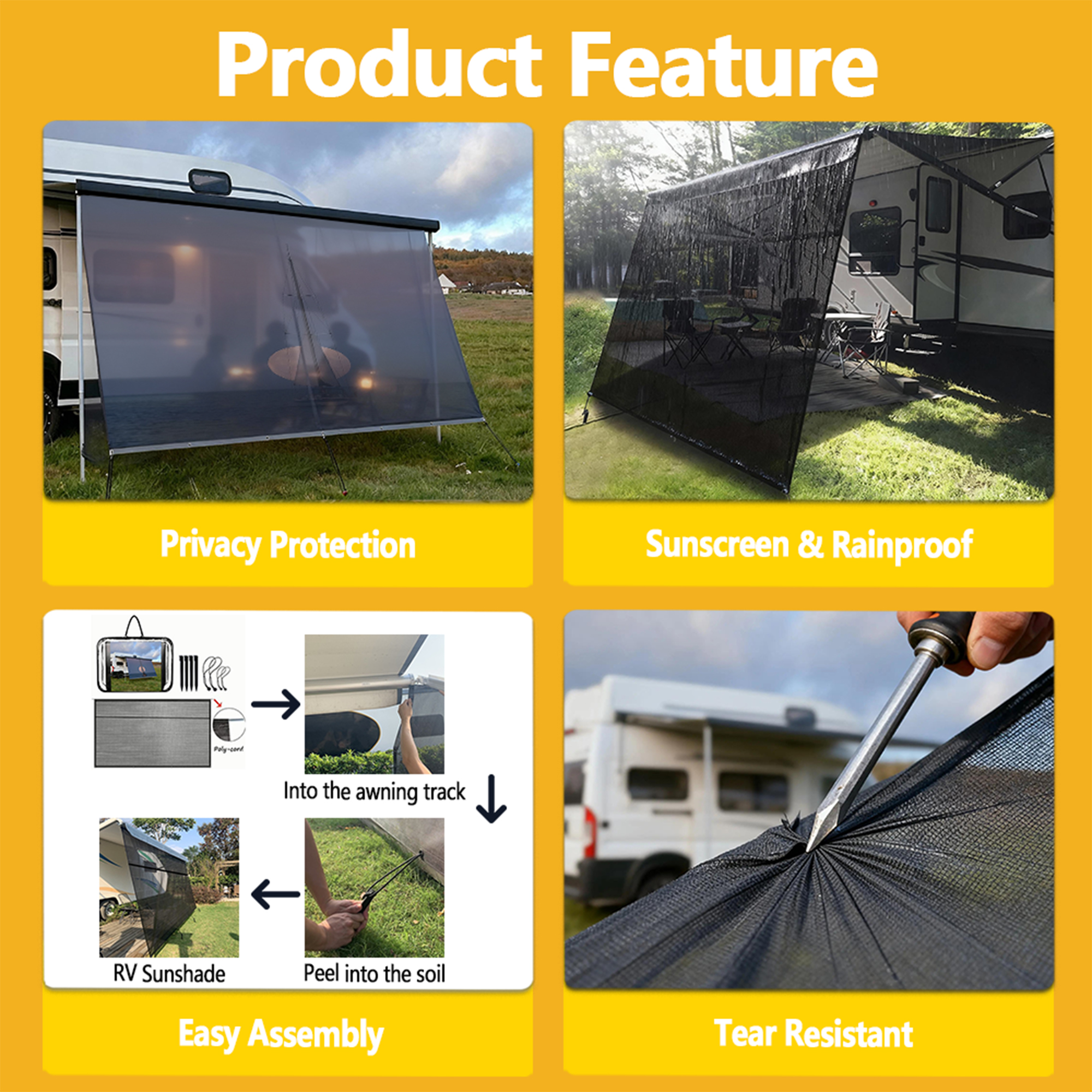 Custom Pattern UV Resistant Fo - Outdoor Camping Awning บทวิจารณ์และราคา